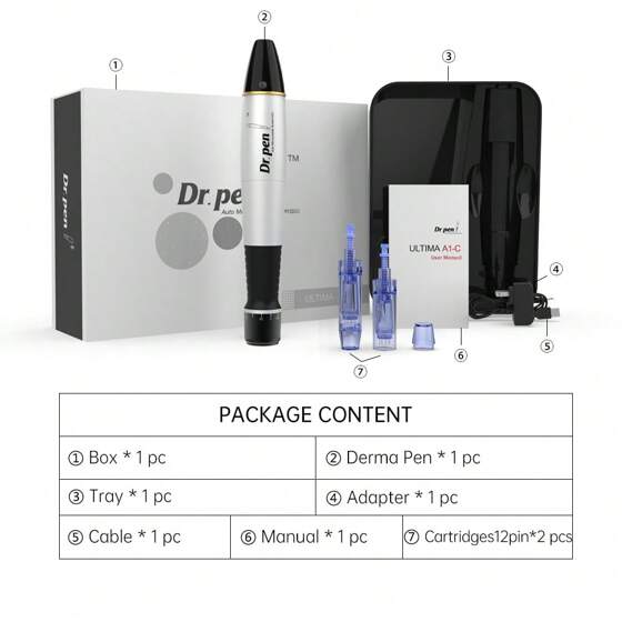 Dr Pen Ultima A1 with 2 x Needle Cartridges - 12PIN (Corded)