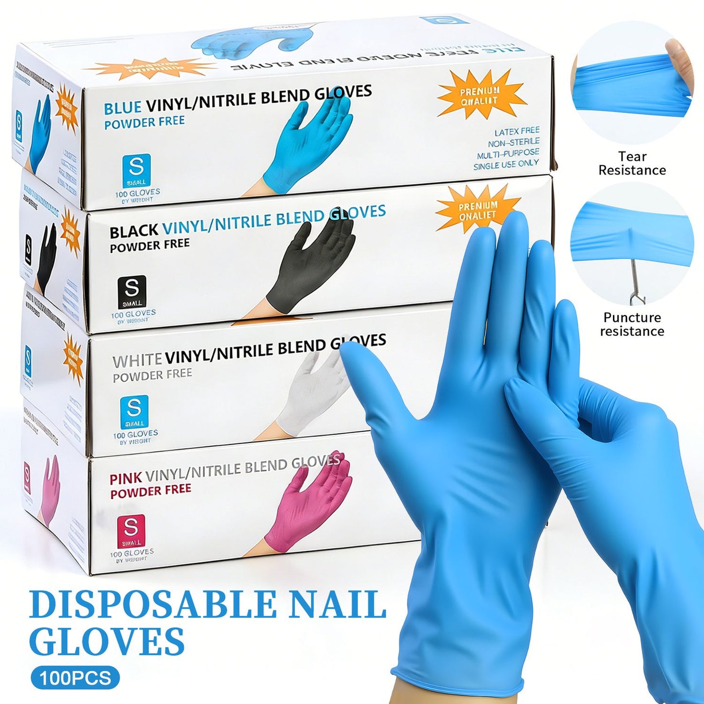 Disposable Nitrile Gloves 100 Pieces - WHITE