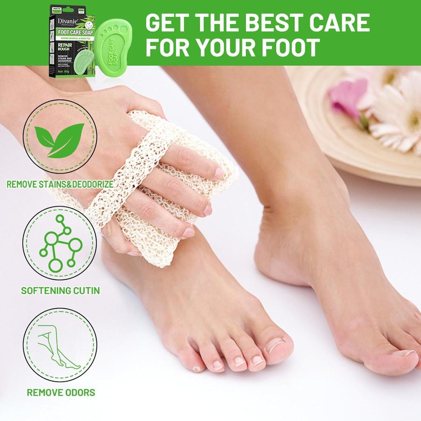 Disunie Bamboo Charcoal and Green Tea Foot Care Soap-80g