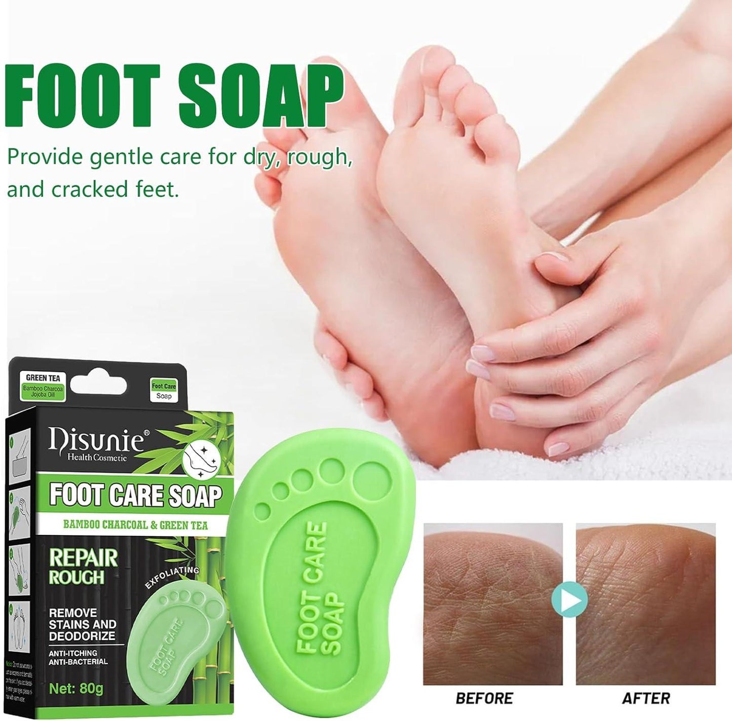 Disunie Bamboo Charcoal and Green Tea Foot Care Soap-80g