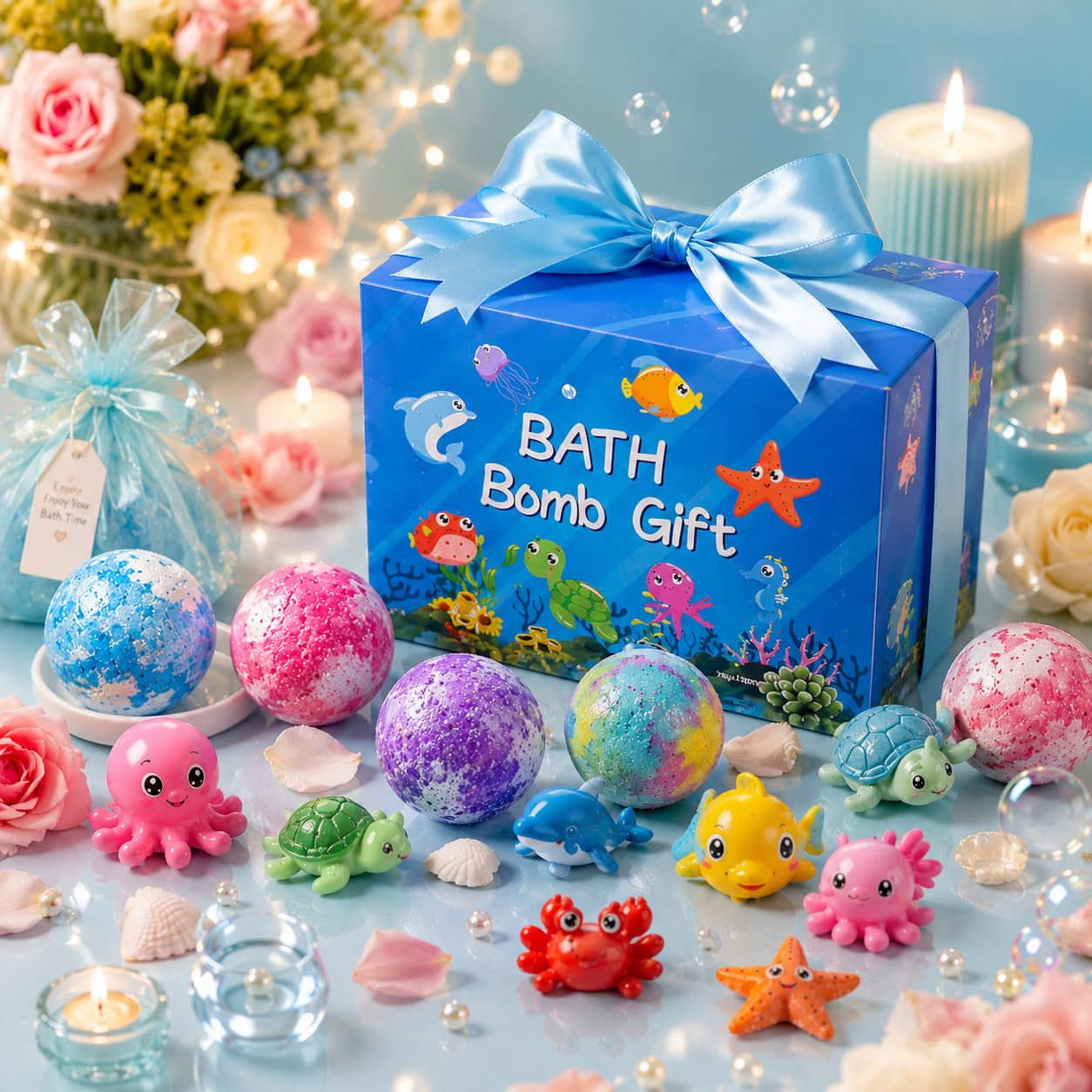 Children’s Bath Bombs Set Bath Gift with Hidden Toys 60g - Safe Ocean Bubble Bath Perfect for Sensory Play Bath time Fun