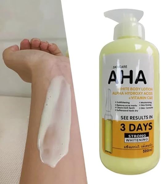 AHA Body Lotion, Alpha Hydroxy Acids with Vitamin C&E, Strong Brightening, Intense Skin Treatment Fruit of Wokali, 500ml