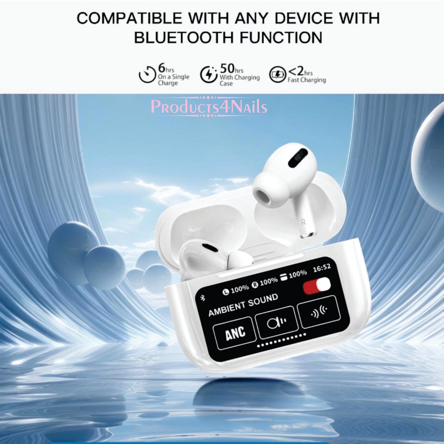WIRELESS EARPHONES - ANC/ENC Double Dark Noise Reduction Touch Control Earphones -