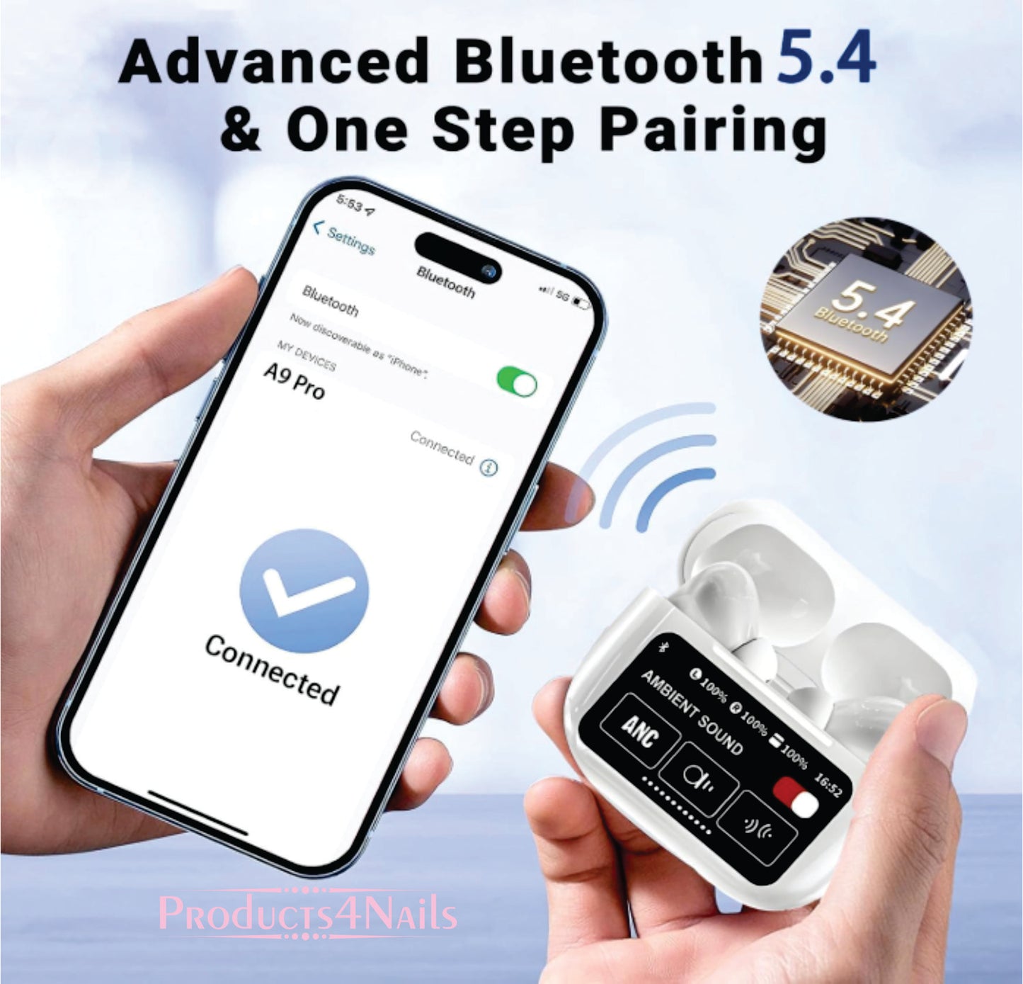 WIRELESS EARPHONES - ANC/ENC Double Dark Noise Reduction Touch Control Earphones -
