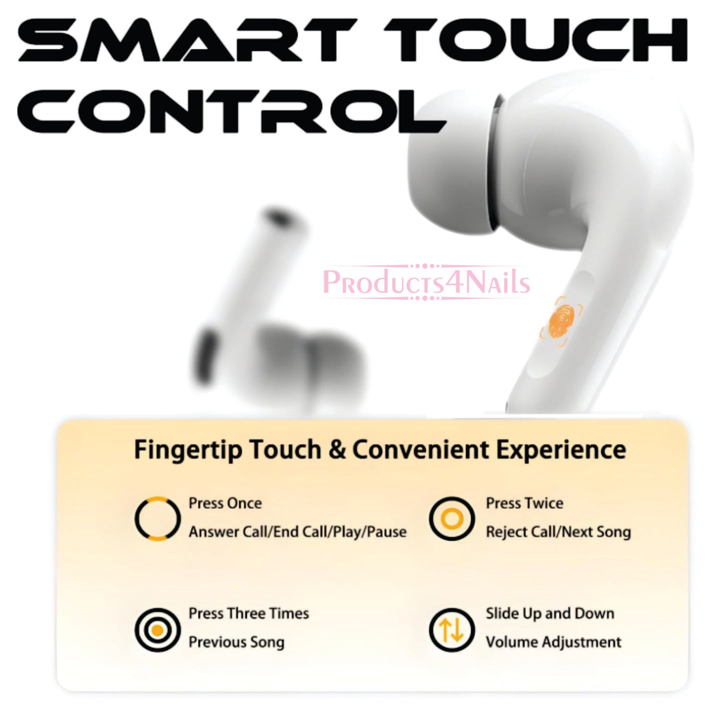 WIRELESS EARPHONES - ANC/ENC Double Dark Noise Reduction Touch Control Earphones -