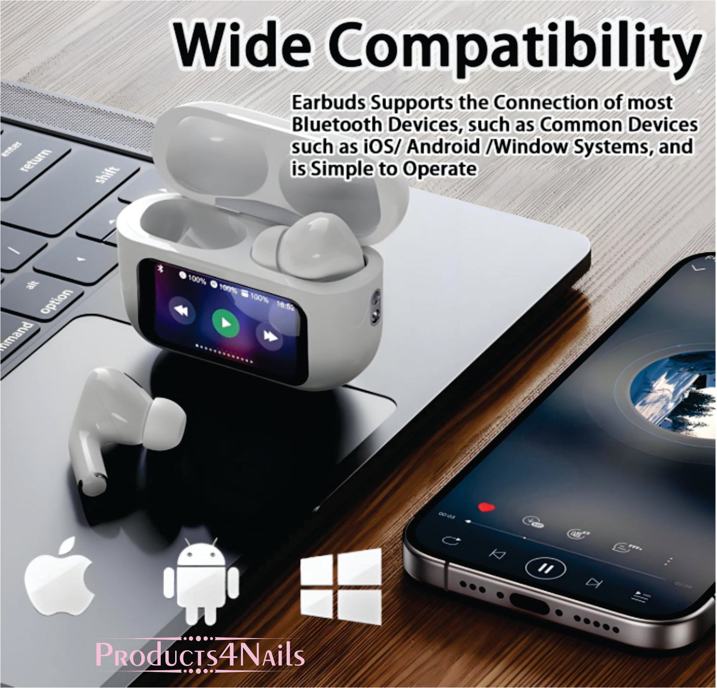 WIRELESS EARPHONES - ANC/ENC Double Dark Noise Reduction Touch Control Earphones -