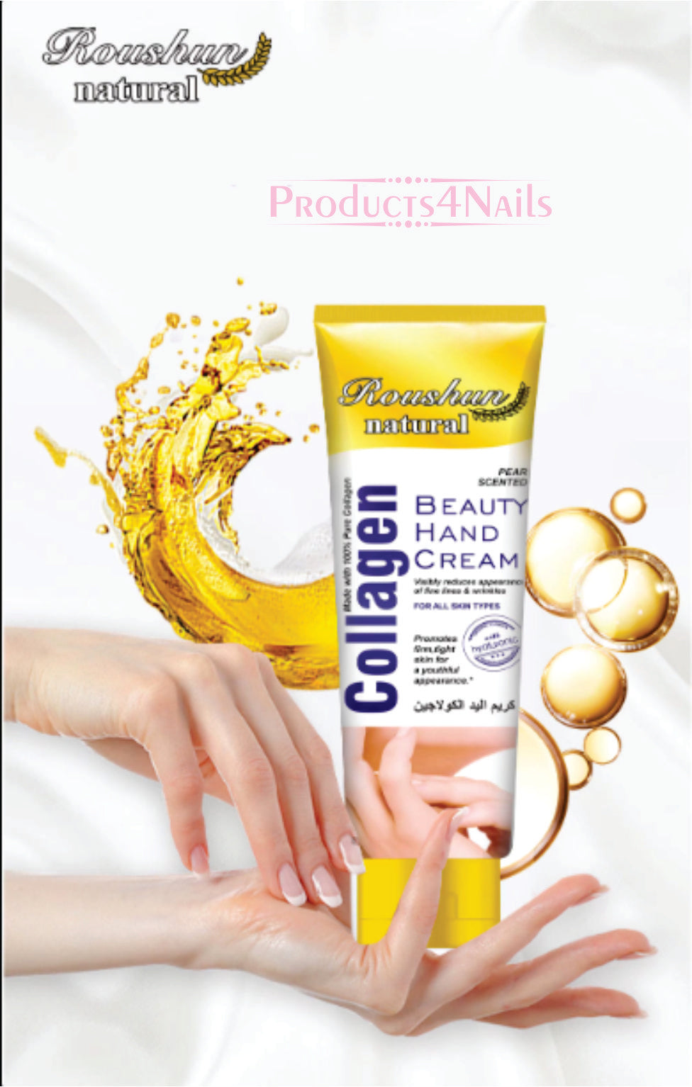 Roushun Natural Collagen Beauty Hand Cream 100ml with Hyaluronic