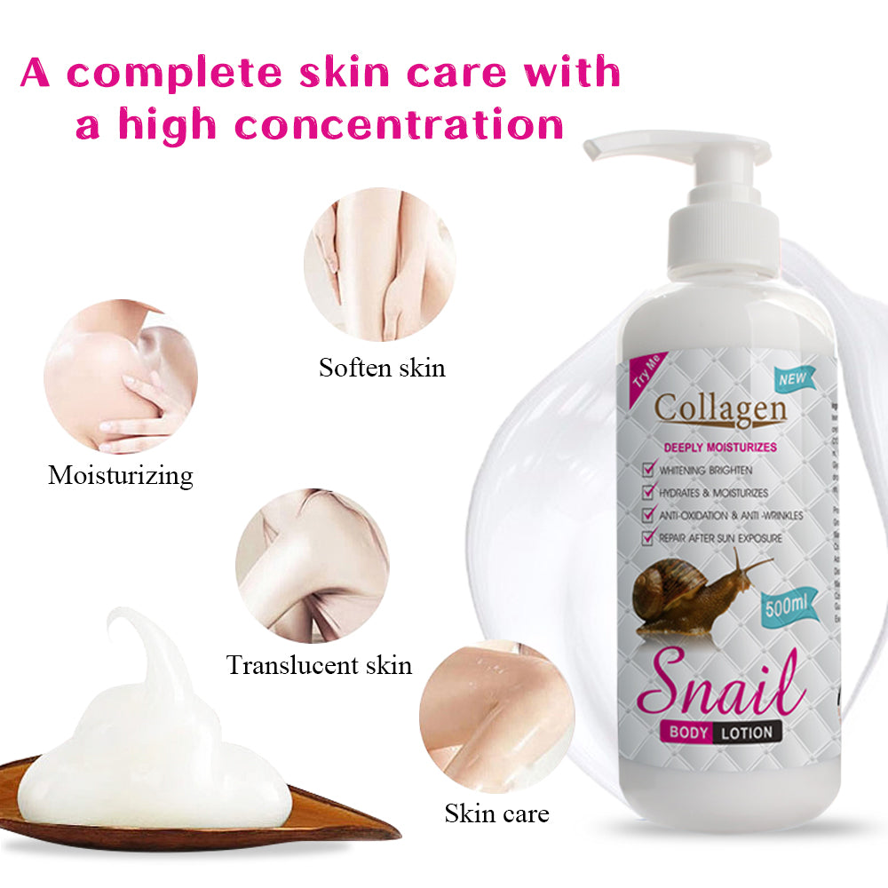 Collagen Snail Body Lotion Cream Deep Moisturizing Body Brightening Pei Mei, 500ml