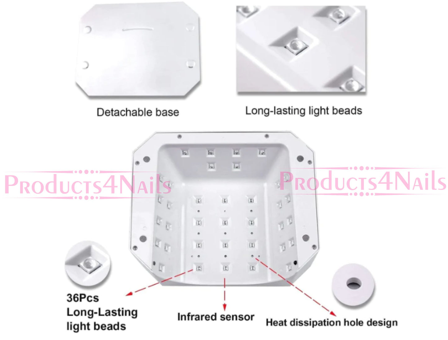 SUN S50 Cordless 54W UV.LED UV Nail Lamp - 2-in-1 with 9600mAh USB Cordless UV Nail Curling Dryer Lamp with Power Bank Function