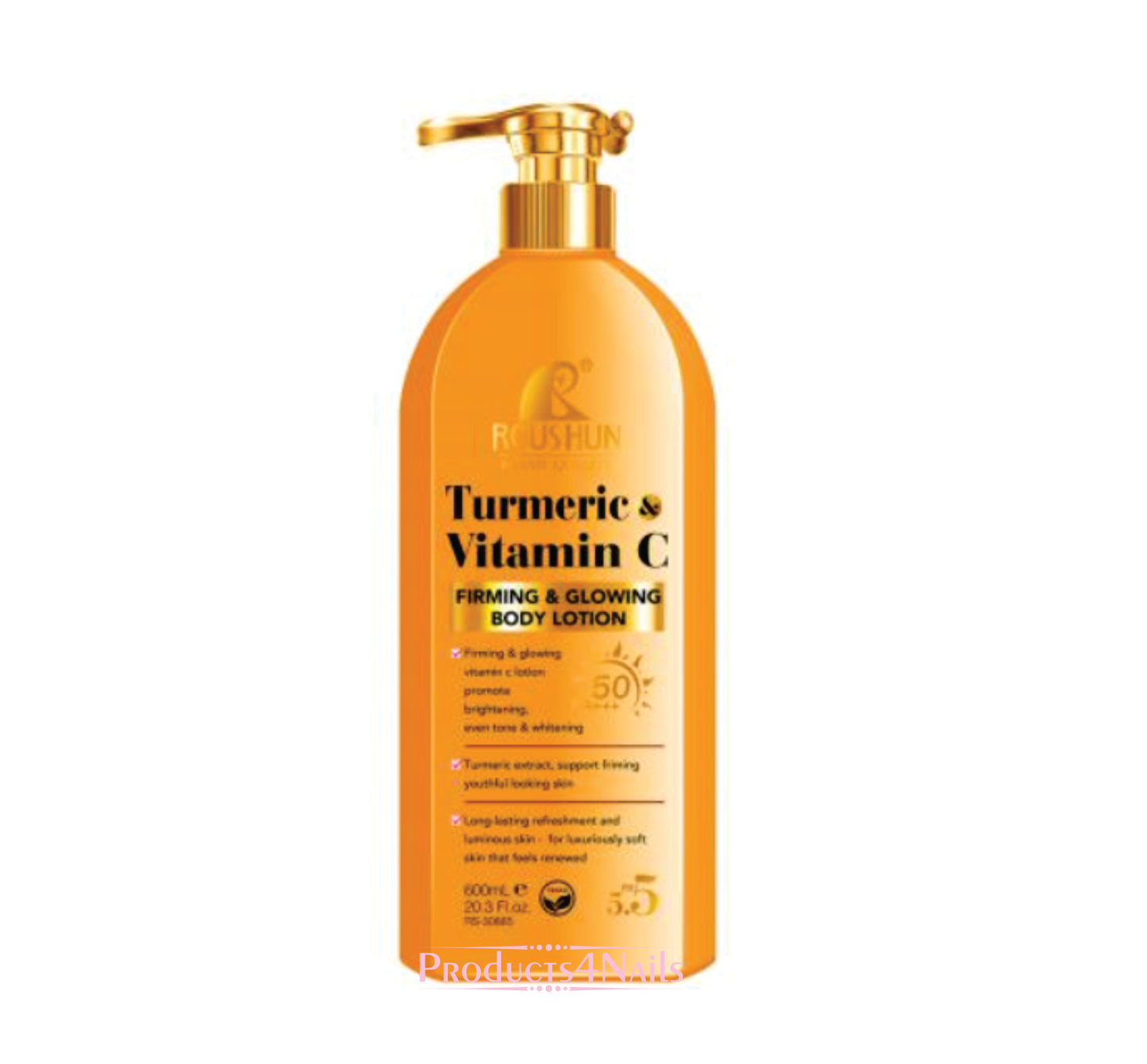 Roushun Turmeric Vitamin C Firming & Glowing Body Lotion SPF50 600ml (RS30885)