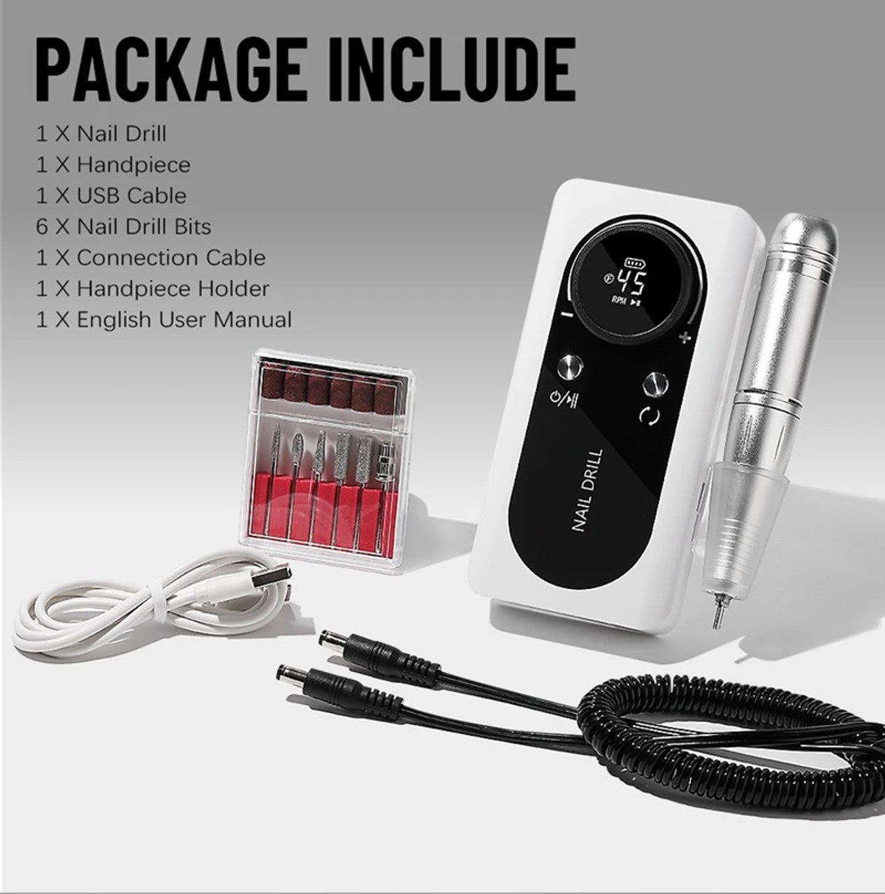 Rechargeable Nail Drill Machine Professional Edition 45000RPM (TOT-V1)