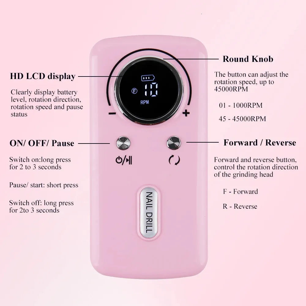 Rechargeable Nail Drill Machine Professional Edition 45000RPM (TOT-V1)