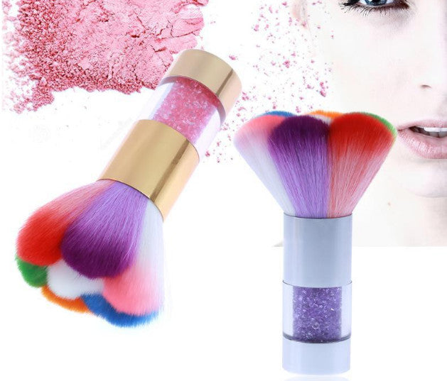 Nail Duster Brush with Silver Handle and White Diamonds