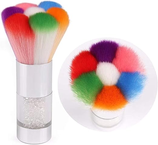 Nail Duster Brush with Silver Handle and White Diamonds