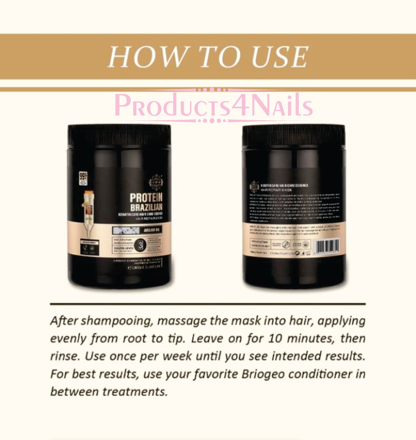 Keratin Brazilian Protein Creamy Hair Mask 1000ml - HS030-16