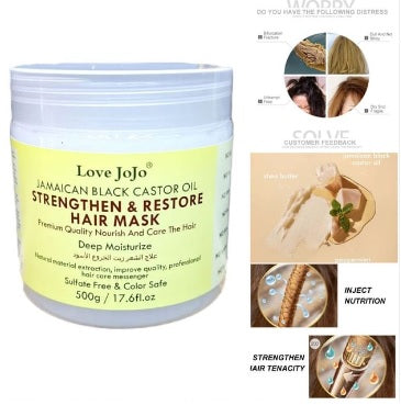 Love JoJo Jamaican Black Castor Oil Strengthen & Restore Hair MASK 500g - L2101-3