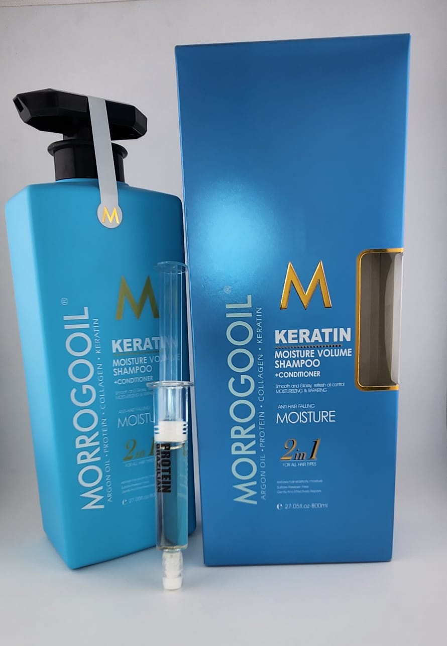 MORROGOOIL Moisture Volume Shampoo + Conditioner 2-in-1 – Argan Oil, Protein, Collagen & Keratin, 800ml