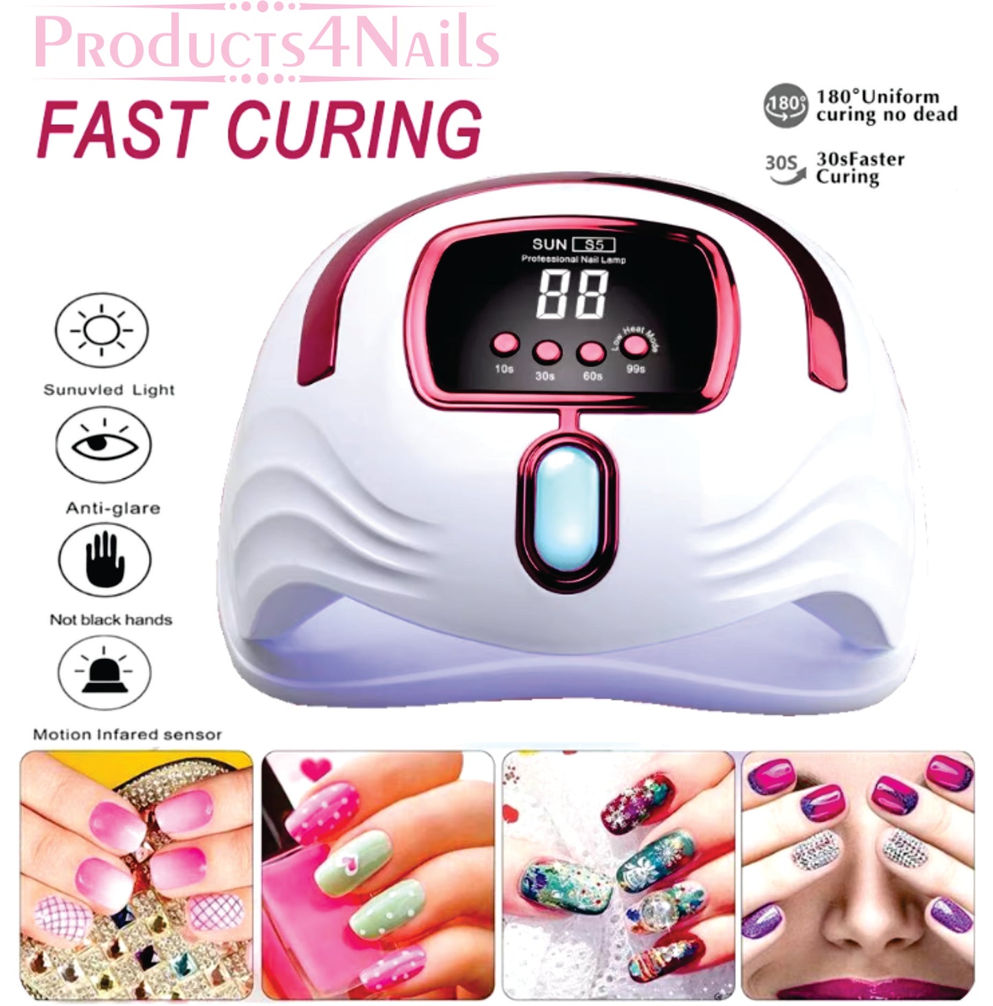 Nail Lamp Sun S5 268W UV LED Nail Dryer for Curing Gel Polish 57 Led Lights Quick Cure Auto Sensor