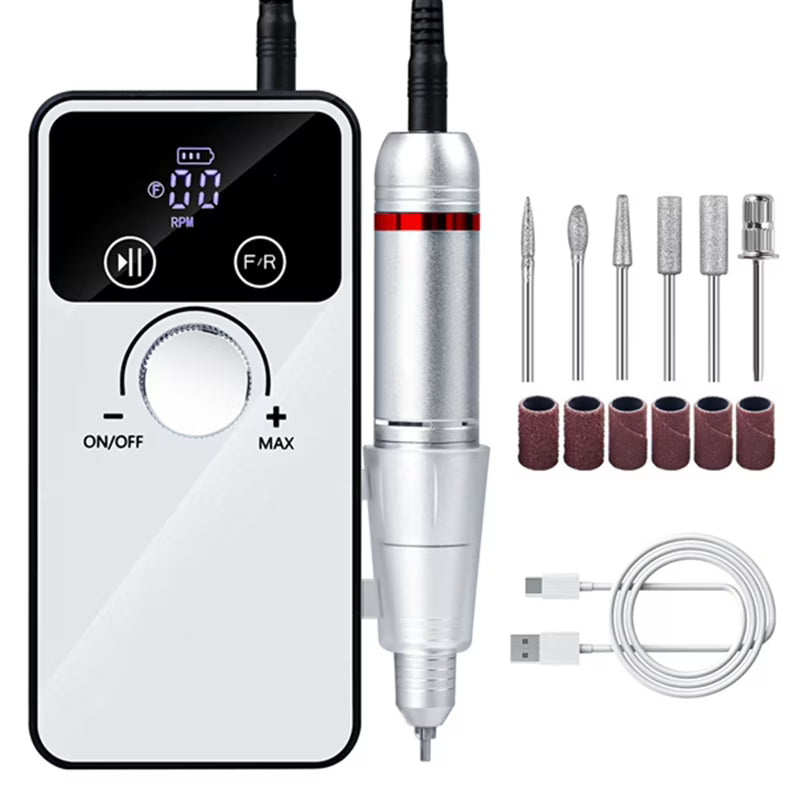 Rechargeable Nail Drill Machine Professional Edition 45000RPM (TOT-V5) White