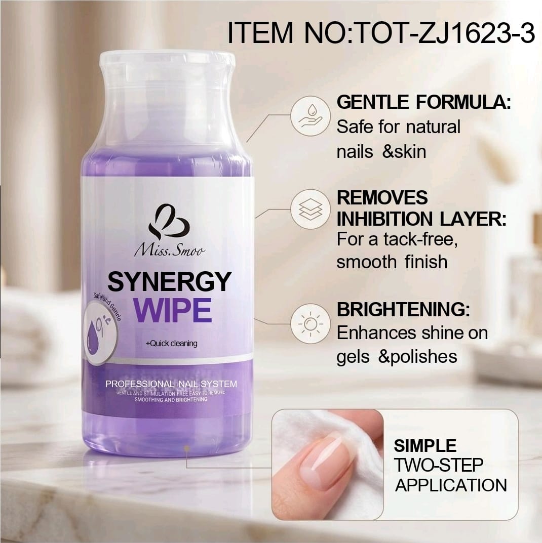 Miss Smoo Synergy Wipe 300ml - Nail Cleaner Decreases, Remove Dust & Finishes Gel Care