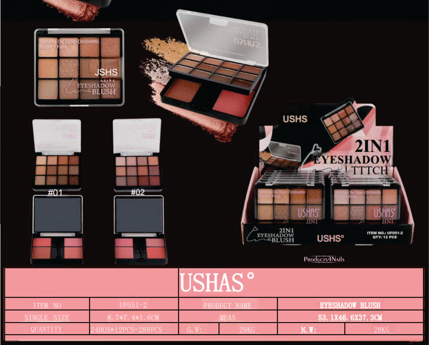 EYESHADOW BLUSH USHAS ITEM NO UF051-2