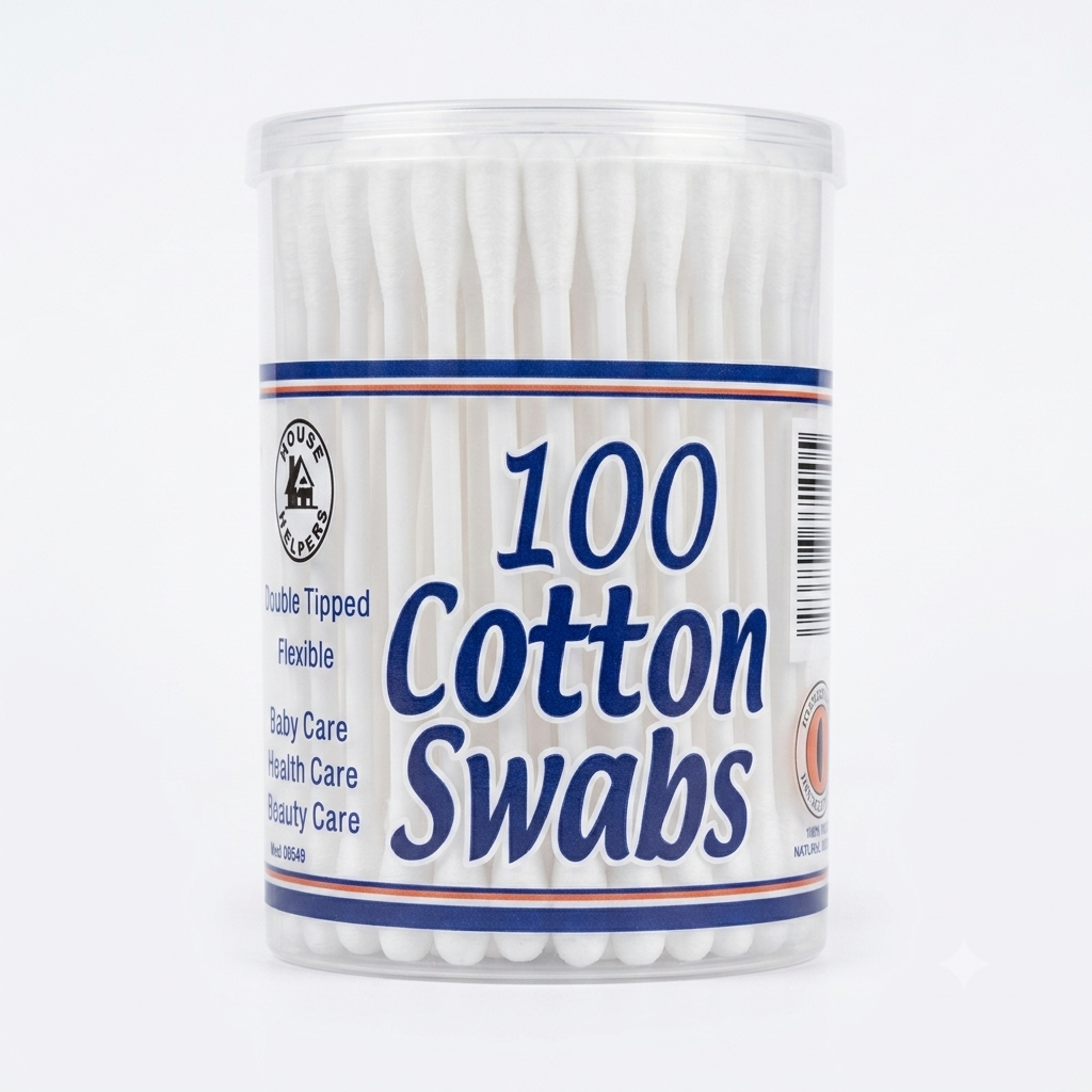 100 Cotton Swabs Double Tipped Flexible - House Helpers