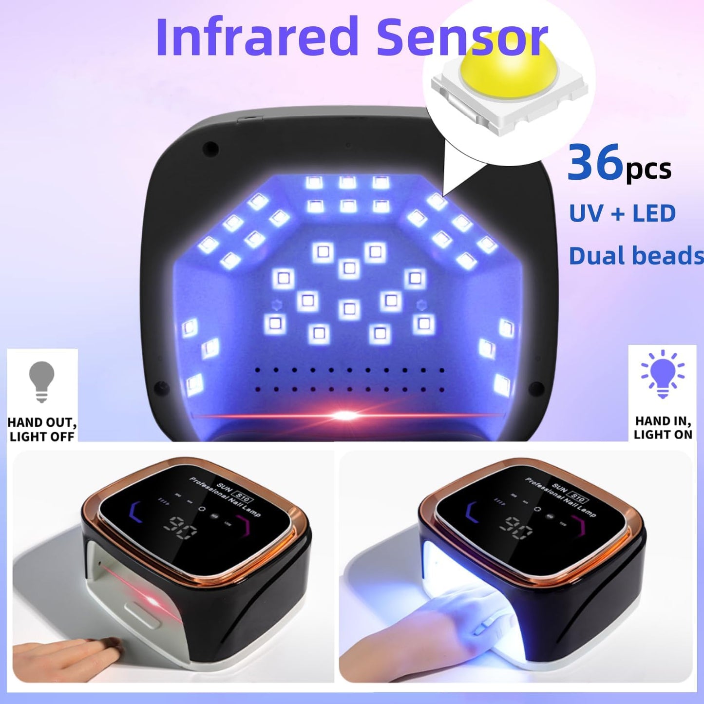 Sun S10 Rechargeable 108W UV LED Gel Polish Nail Dryer Cordless Electric Nail Art Lamp