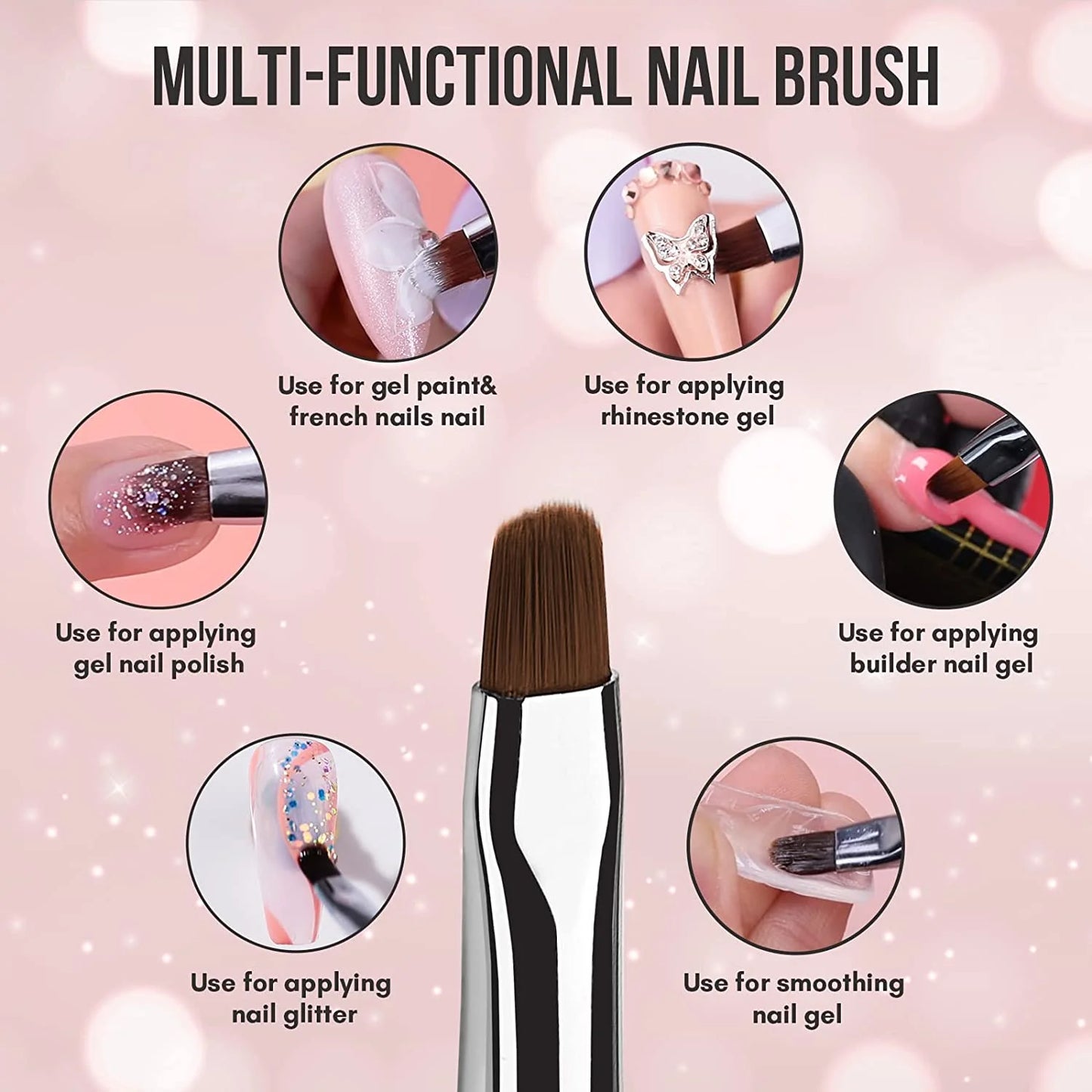 Gel Nail Brush with spatula, Dual-Ended Nail Art Brush, 2 IN 1 design Gel Brushes for Nails and Spatula Acrylic Nail Brushes for Poly Nail Gel Extension