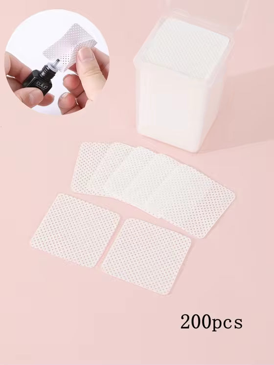 200 PCS Lash Extension Wipes Lint-Free Non-Woven Removal Tool for Eyelash Extension Glue & Nail Polish Remover Wipes