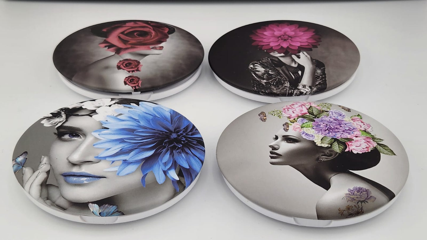 Cosmetic Mirror Classics Fashion 2 in 1 (Plain Mirror and Magnifying Glass) -1336-4