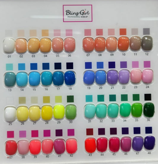 Bling Girl Colour Gel Polish UV/LED 10ml (NO 1 to 48) - FLAT BOTTLE