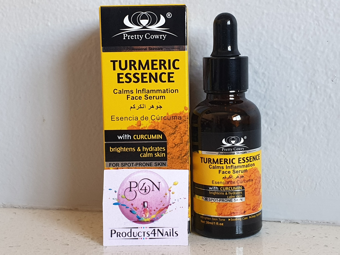 Face Serum Turmeric Essence with CURCUMIN 30ml Brightens & Hydrates and Calms Inflammation - Pretty Cowry