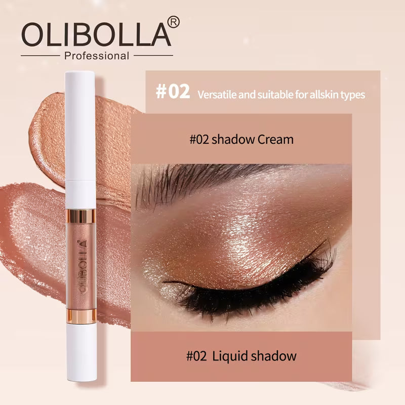 OLIBOLLA 2-in-1 Dual-Ended Eyeshadow Stick, Cream & Liquid Shimmer Eyeshadow Pen, Waterproof Long-Lasting Pearlescent Eye Makeup  22 g