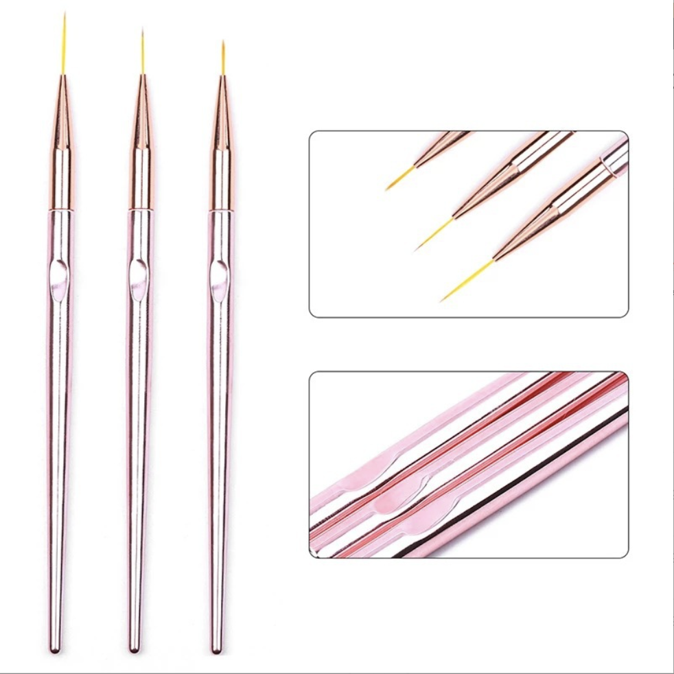 3pcs Rose Gold Striping Brush