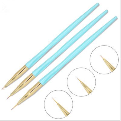 3pcs Striping Blue Handle and Gold Head Brush