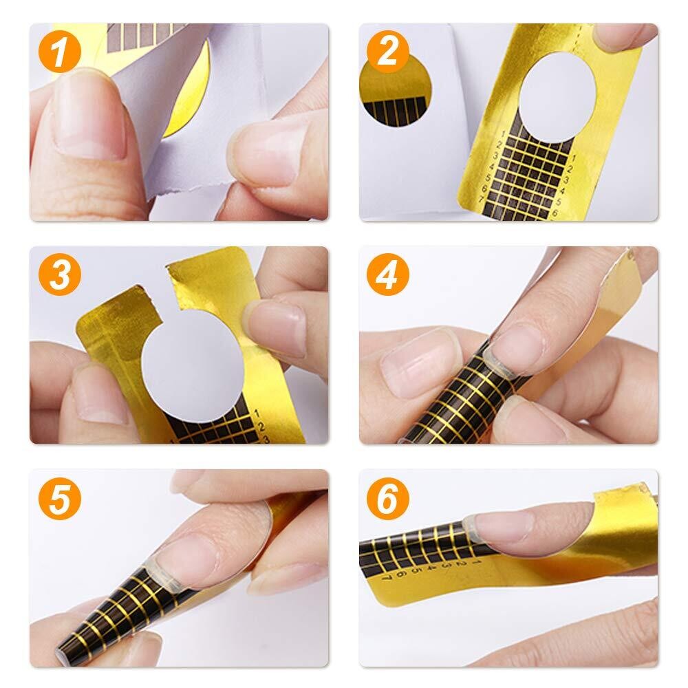 Nail Form Extension Sticker Self-Adhesive Nail Tips Guide, Gel Nail Stickers for Poly Gel/Extension/Acrylic Nail Molds Builder