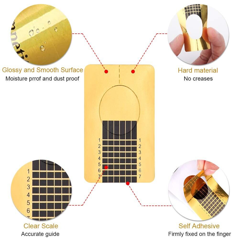 Nail Form Extension Sticker Self-Adhesive Nail Tips Guide, Gel Nail Stickers for Poly Gel/Extension/Acrylic Nail Molds Builder