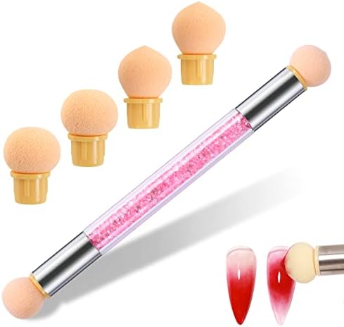 Ombre Brush with 4 Extra Replacement Heads / Sponge, for Gradient Nail Design