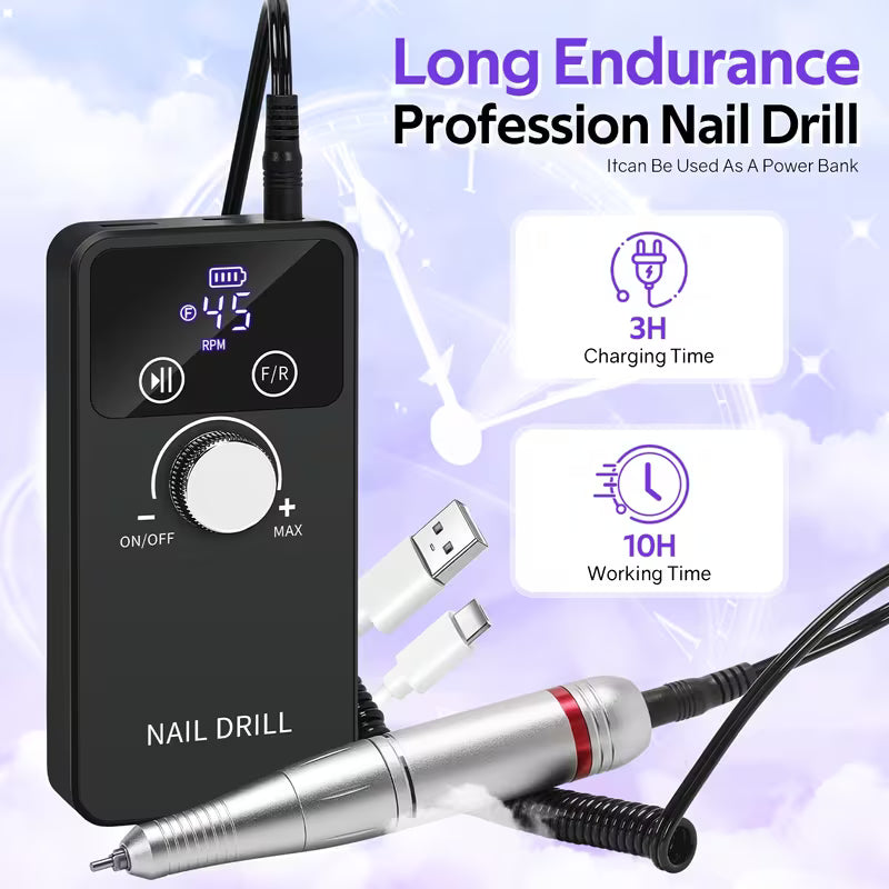 Rechargeable Nail Drill Machine Professional Edition 45000RPM (TOT-V5) White