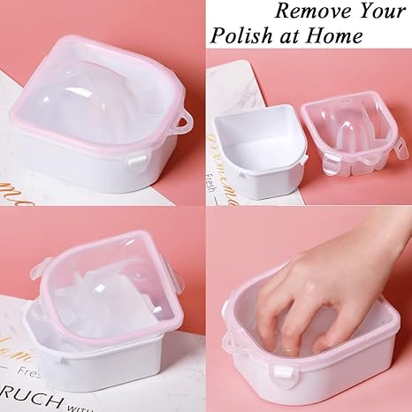 Nail Soaking Bowl, Gel Nail Polish Remover Kit, Manicure Bowl for Hand, Dip Powder Remover Tools, Nail Soak Off Bowl for Acrylic Nails, Nail Brush, Cuticle Pusher, Cuticle Peeler