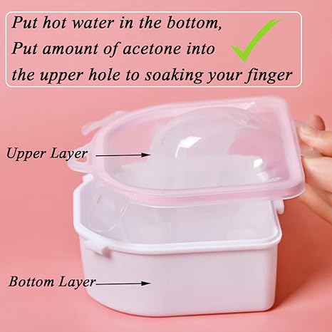 Nail Soaking Bowl, Gel Nail Polish Remover Kit, Manicure Bowl for Hand, Dip Powder Remover Tools, Nail Soak Off Bowl for Acrylic Nails, Nail Brush, Cuticle Pusher, Cuticle Peeler