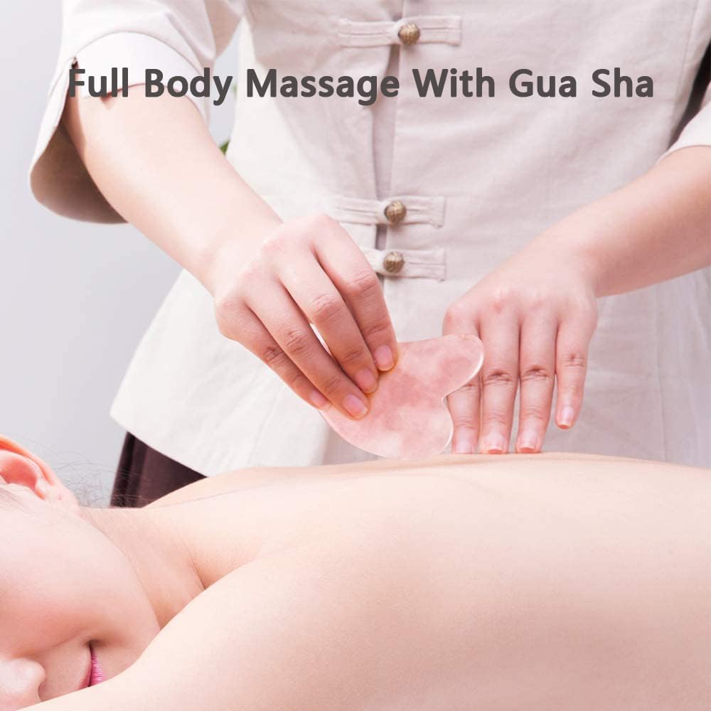 RubyFace Gua Sha Massage Kit - Jade Roller & Rose Quartz Guasha Stone Set