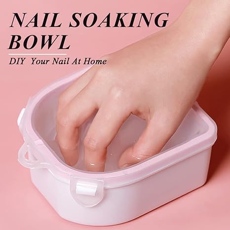 Nail Soaking Bowl, Gel Nail Polish Remover Kit, Manicure Bowl for Hand, Dip Powder Remover Tools, Nail Soak Off Bowl for Acrylic Nails, Nail Brush, Cuticle Pusher, Cuticle Peeler