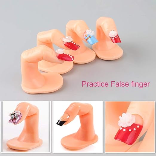 Practice Finger Nail Art Practice Finger Plastic Fake Fingers with Nails for Hand Nail Art Training Display Decoration Tools