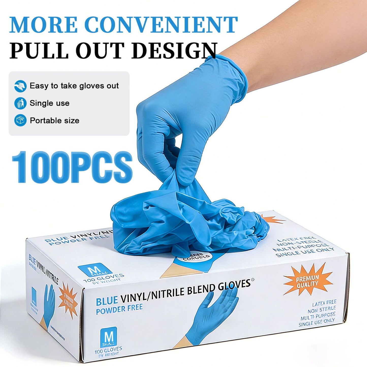 Disposable Nitrile Gloves 100 Pieces - WHITE