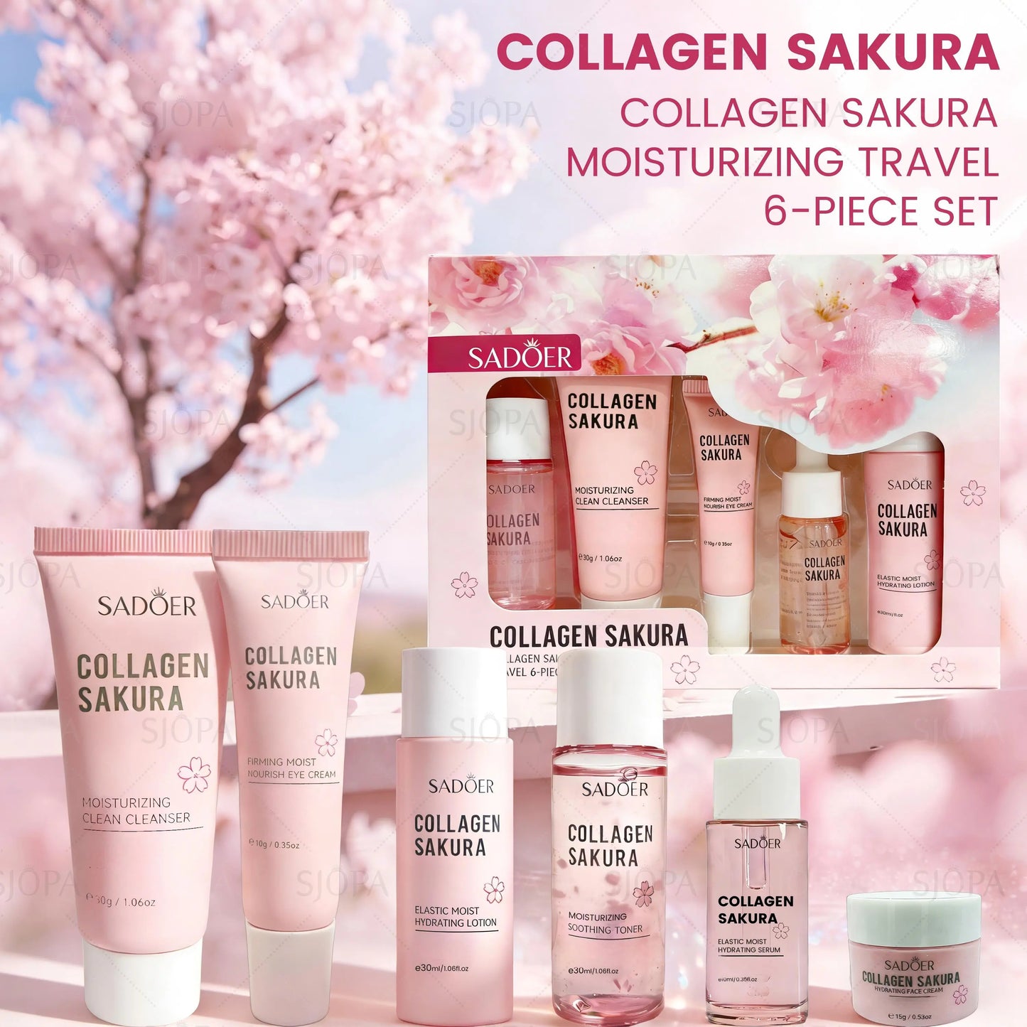 SADOER Collagen Sakura Moisturizing Travel 6-Piece Set