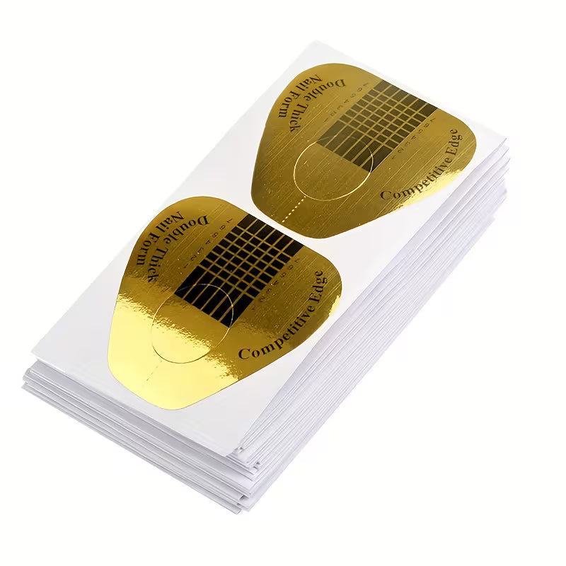 Nail Form Rectangular Horseshoe Shaped DOUBLE THICK - Acrylic Gel Manicure Extension Tool With Nail Art Tip Shape Guide Stickers