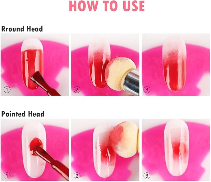 Ombre Brush with 4 Extra Replacement Heads / Sponge, for Gradient Nail Design