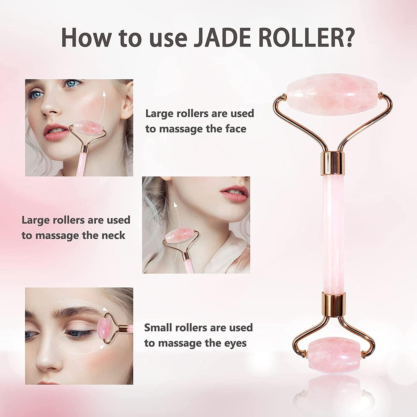 RubyFace Gua Sha Massage Kit - Jade Roller & Rose Quartz Guasha Stone Set