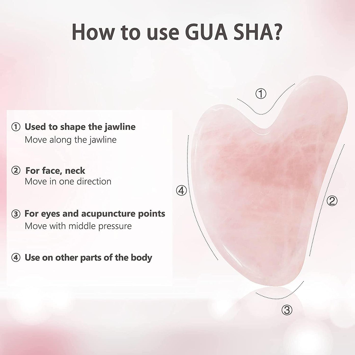 RubyFace Gua Sha Massage Kit - Jade Roller & Rose Quartz Guasha Stone Set